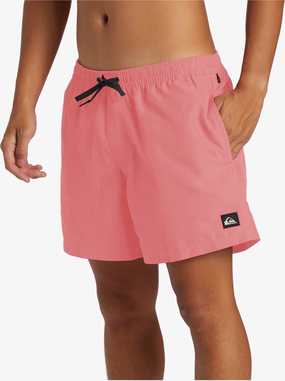 NEW Quiksilver Men's Coral/Salmon Elastic Waist Swim Shorts w/functional Ties